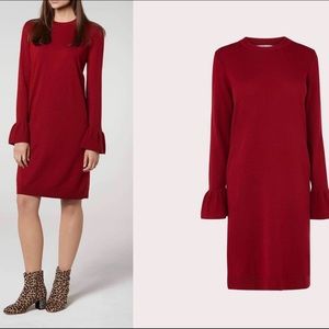 NWT L.K. BENNETT merino wool red dress, size S